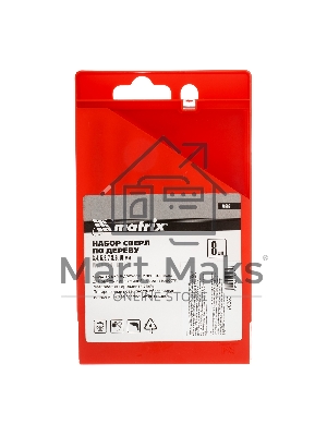 Набор сверл Matrix по дереву,3-4-5-6-7-8-9-10 мм 8шт цилиндр, хвостовик, пластиковый кейс