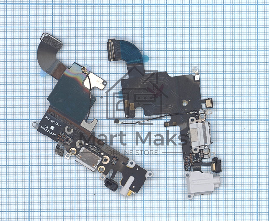 Шлейф разъема питания с аудио-разъемом для iPhone 6S серый