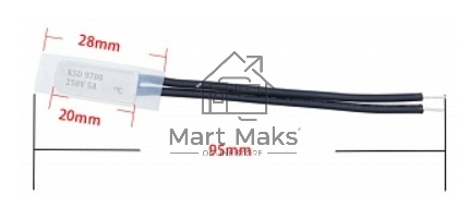 Термостат биметаллический KSD9700 5А/80 С нормально разомкнутый