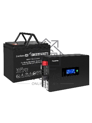 Комплект ИБП EX295992RUS + батарея 75Aч EX282983RUS 1шт (инвертор, синус, для котла, PF=1, настенный) ExeGate IdealSine SR-600.LCD.2SH <600VA/600W, чистая синусоида, цветной LCD-дисплей, 2*Schuko, крепление настенное, Black> + батарея ExeGate DT 1275 (12В