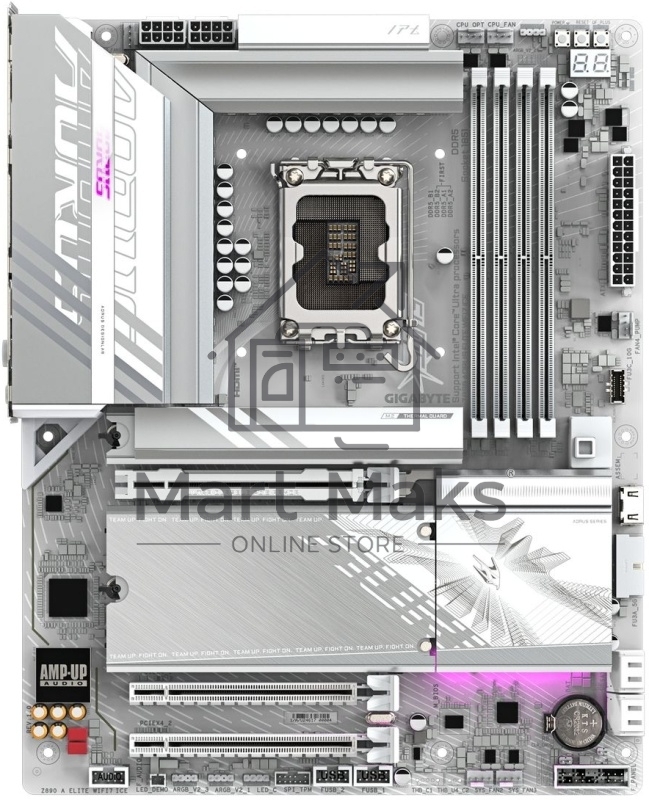 Материнская плата Gigabyte Z890M AORUS ELITE WIFI7 ICE, LGA 1851, Intel Z890, 4xDDR5, 4xSATA, 3xM.2, 1xPCIe 4.0 x4, 1xPCIe 5.0 x16, 1xDP, 1xUSB-C, 1x 2.5Gb LAN, 1xUSB-A 3.2 Gen 2, 4xUSB-A 3.2 Gen 1, 2x3.5 мм, TOSLINK, 7.1, 1xUSB4, mATX