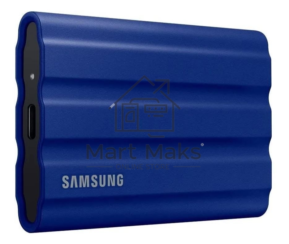 Накопитель Samsung External SSD T7 Shield, 2TB, Type C-to-C/A, USB 3.2 Gen2, R/W 1050/1000MB/s, IP65, 88x59x13mm, 98g, Blue (12 мес.)