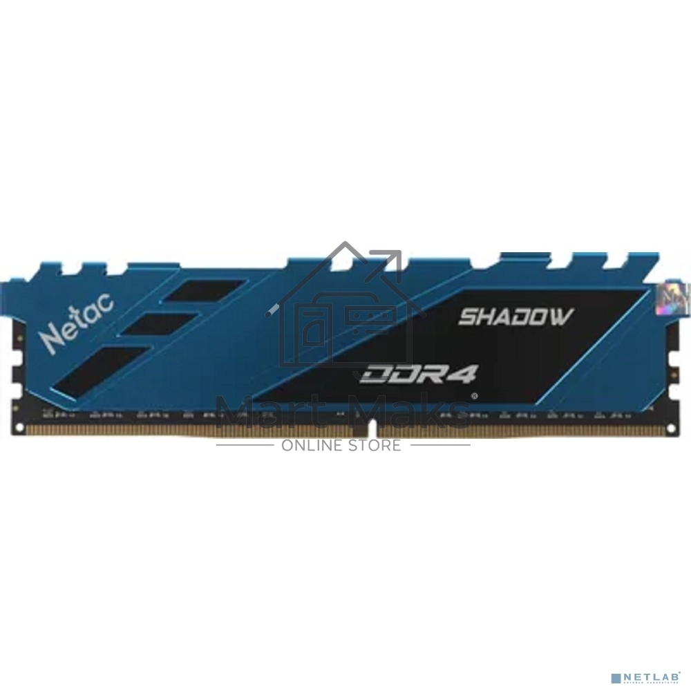 Оперативная память NETAC Shadow, DDR4, 8GB (1x8GB), 2666MHz, CL19, DIMM, с радиаторами, синий