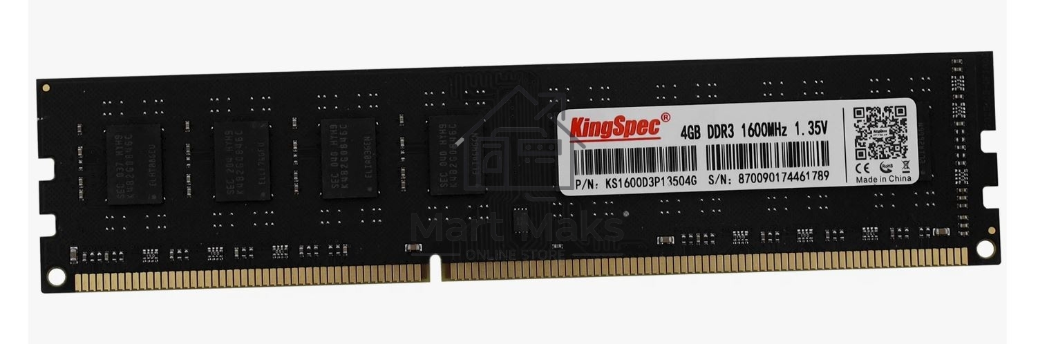 Оперативная память KingSpec, DDR3L, 4GB (1x4 GB), 1600 MHz, CL11, DIMM