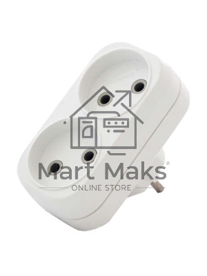 Разветвитель 2 гнезда без заземл. плоский 6А UNIVersal А202