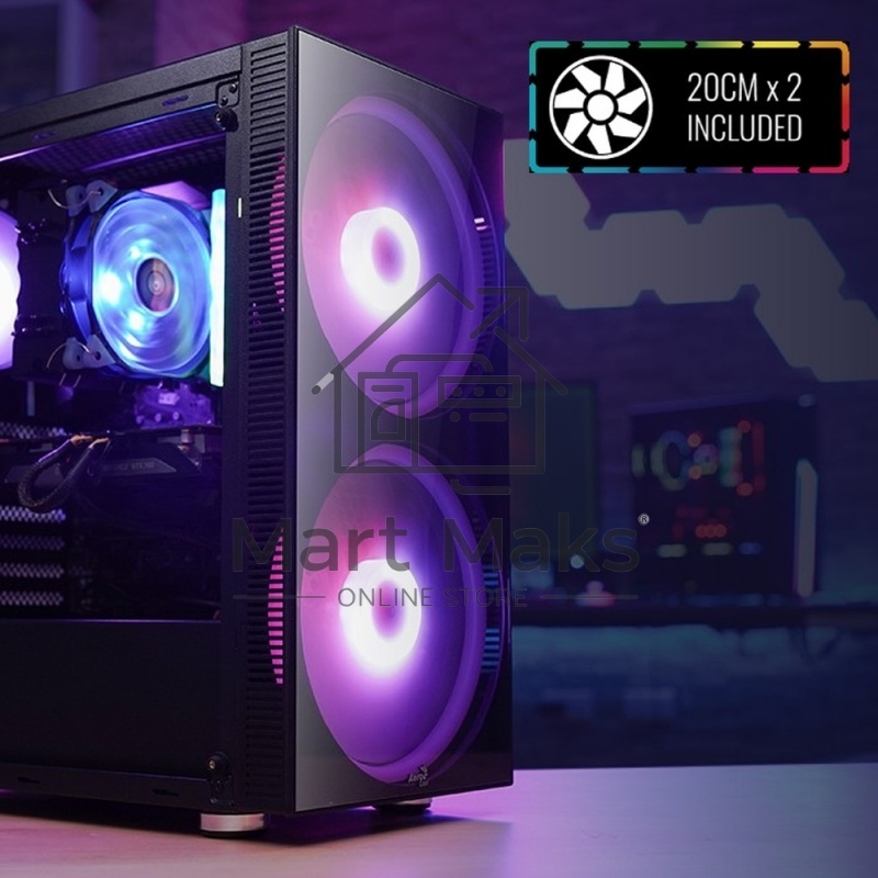Компьютерный корпус Aerocool / Formula Python (3xUSB, 2xAudio, 0.5 мм,2x200 мм FAN, прозрачная стенка-закаленное стекло, ATX, без БП)