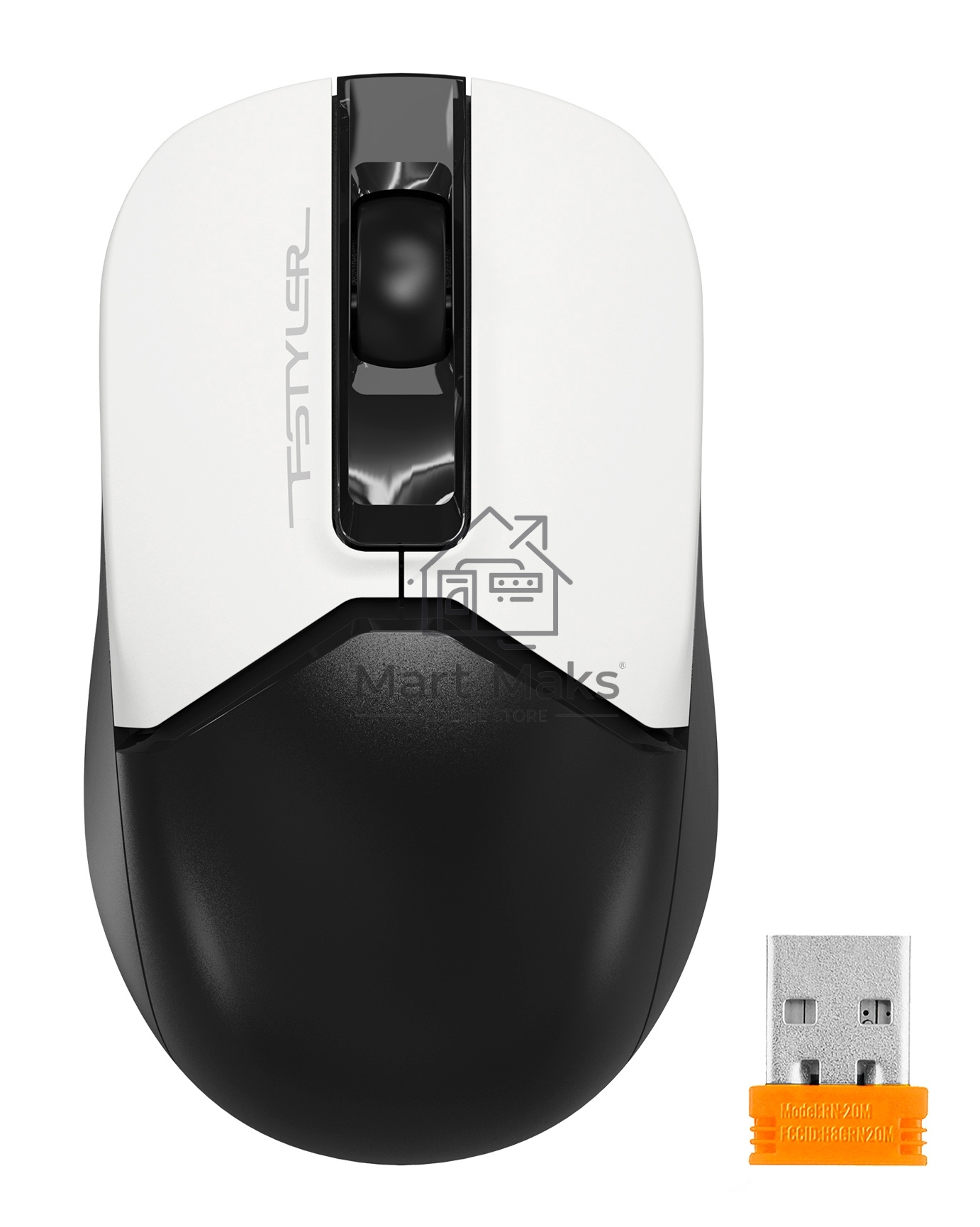 Мышь беспроводная A4Tech Fstyler FG12S белый/черный, 1200 dpi, радиоканал, USB, кнопки - 3