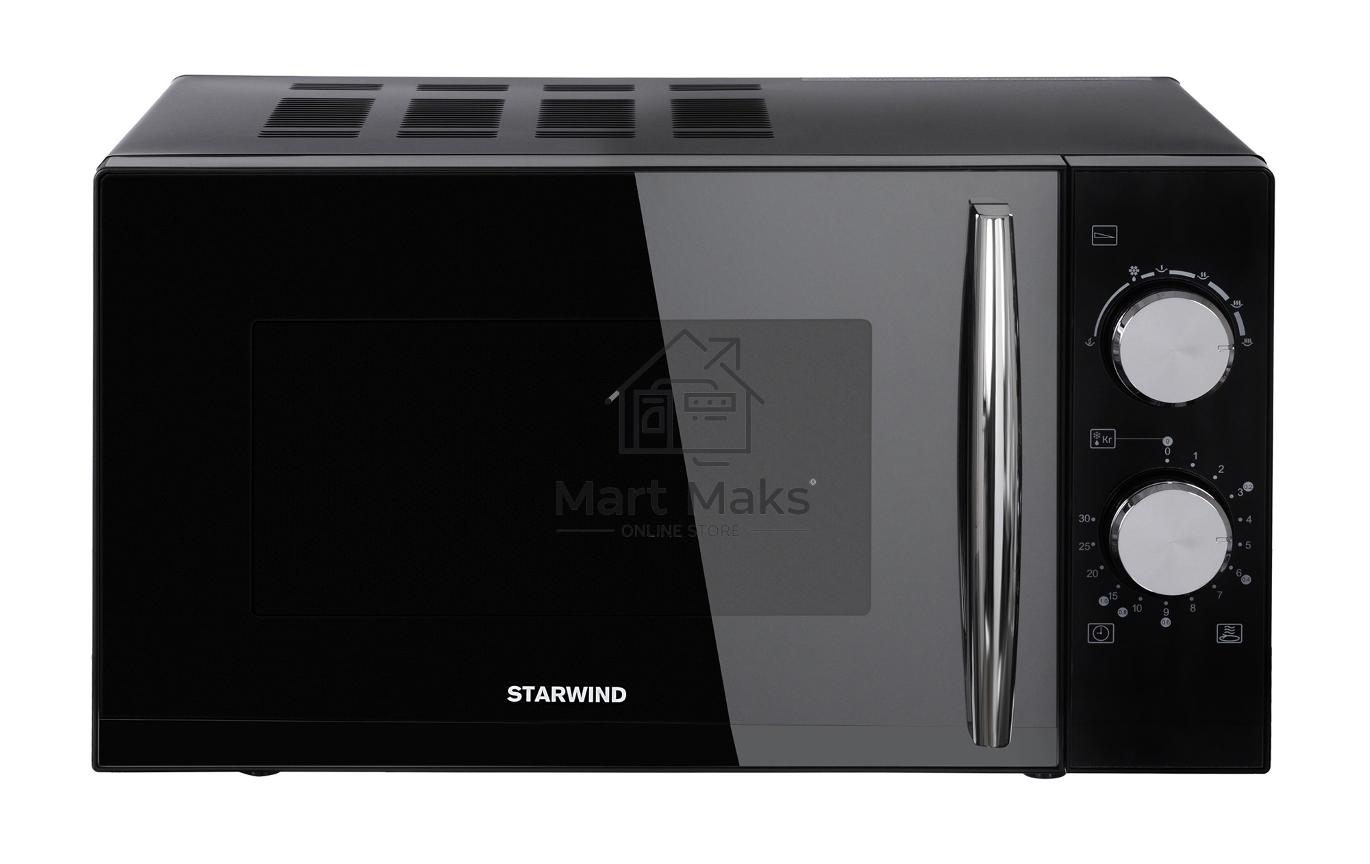 Микроволновая печь Starwind SMW3420 черный/хром, 20 л, 700 Вт, переключатели - поворотный механизм