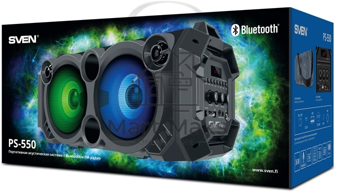 Колонка портативная Sven PS-550 черный 36W 2.0 BT/3.5Jack/USB 10м 2000mAh