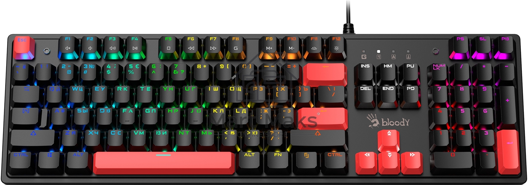 Клавиатура A4Tech Bloody S510R механическая черный USB for gamer LED