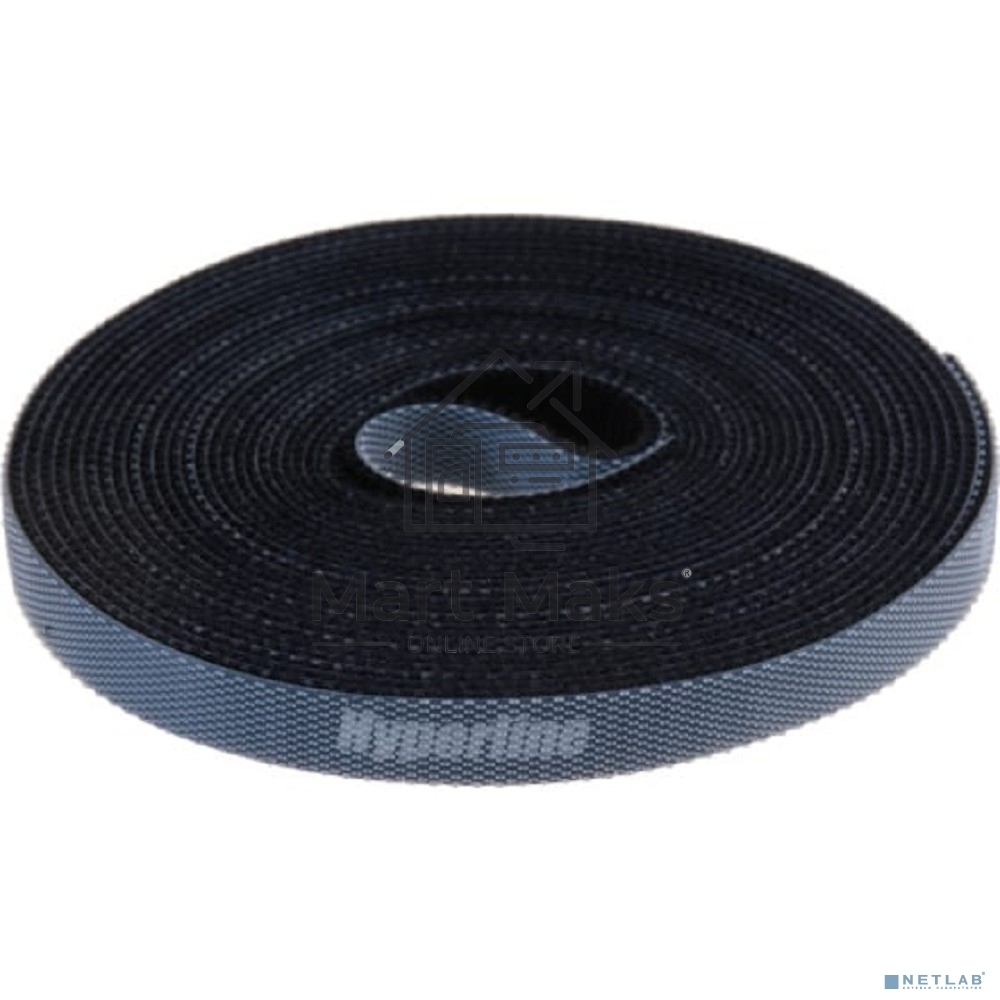Лента (липучка) Hyperline WASNR-5x9-BK в рулоне, ширина 9 мм, длина 5 м, черная
