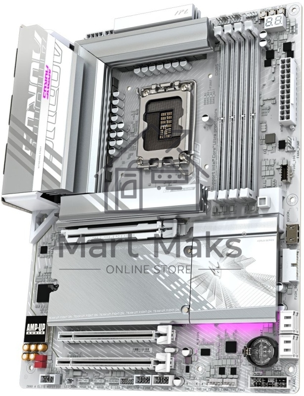 Материнская плата Gigabyte Z890M AORUS ELITE WIFI7 ICE, LGA 1851, Intel Z890, 4xDDR5, 4xSATA, 3xM.2, 1xPCIe 4.0 x4, 1xPCIe 5.0 x16, 1xDP, 1xUSB-C, 1x 2.5Gb LAN, 1xUSB-A 3.2 Gen 2, 4xUSB-A 3.2 Gen 1, 2x3.5 мм, TOSLINK, 7.1, 1xUSB4, mATX