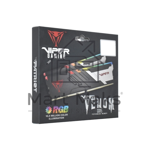 Оперативная память Patriot Viper Venom, DDR5, 32GB (2x16GB), 7400MHz, CL36, DIMM, с радиаторами, RGB, черный
