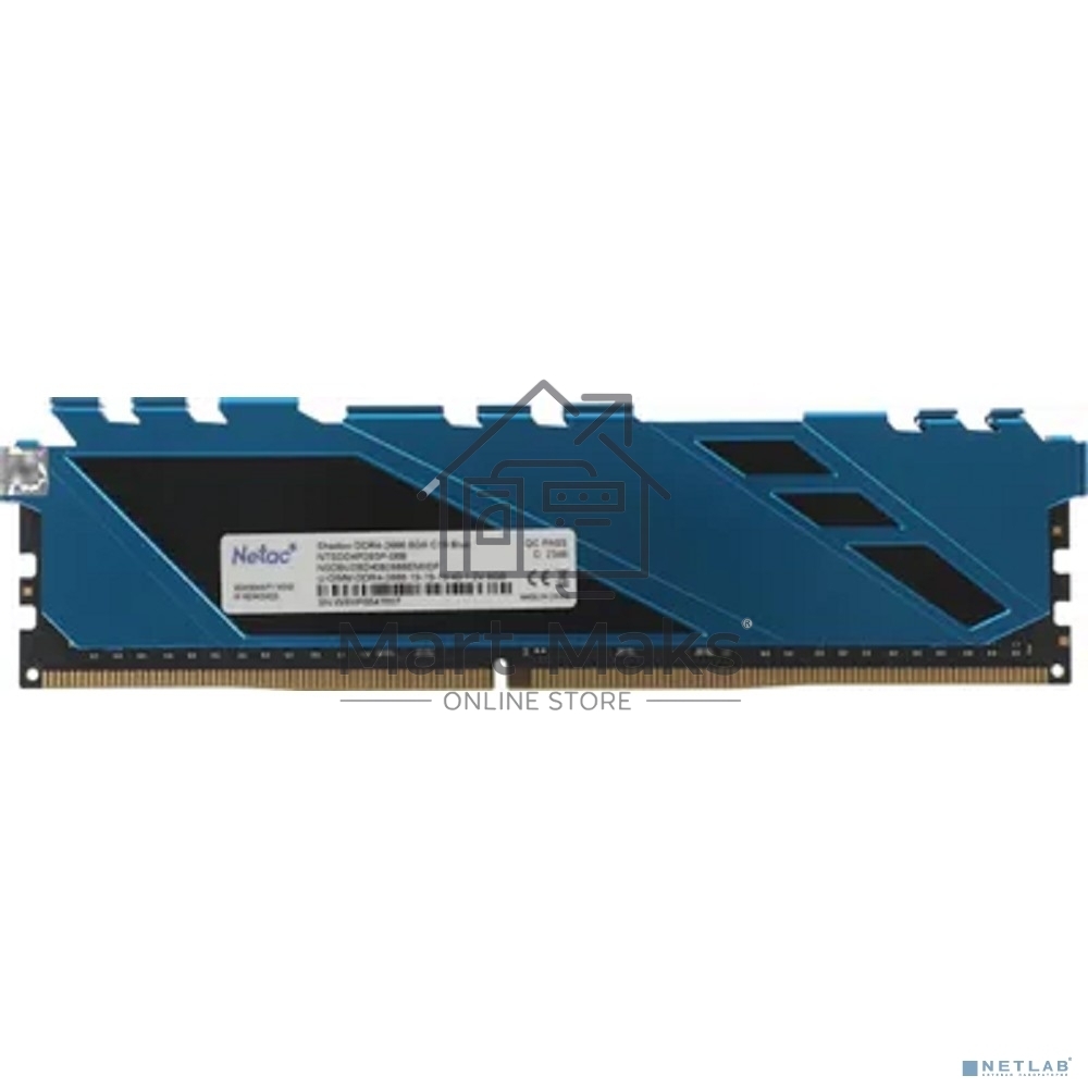 Оперативная память NETAC Shadow, DDR4, 8GB (1x8GB), 2666MHz, CL19, DIMM, с радиаторами, синий