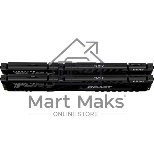 Оперативная память Kingston Fury Beast, DDR5, 32GB (2x16GB), 6000MHz, CL30, DIMM, с радиатором, черный