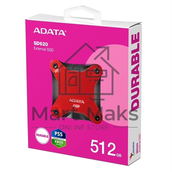 Внешний накопитель SSD 512GB A-DATA SD620, External, USB 3.2, [R/W -550/500 MB/s] красный