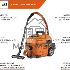 Строительный пылесос Daewoo DAVC 2000S 1500Вт (уборка: сухая/сбор воды/выдув) оранжевый