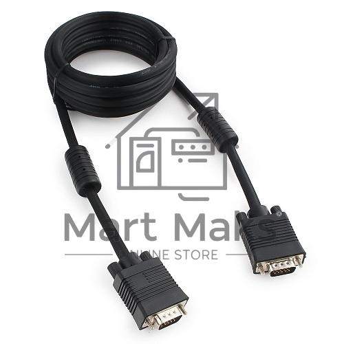 Кабель VGA Premium Cablexpert CC-PPVGA-10-B, 15M/15M, 3.0м, черный, тройной экран, феррит.кольца, пакет