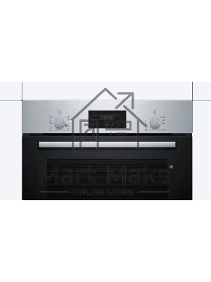 Духовой шкаф Bosch HBF512BS1T Serie 2, нержавеющая сталь, класс энергоэффективности А, 7 режимов, 3-х слойное остекление, LED-дисплей, утапливаемые переключатели, галогенное освещение, проволочные направляющие, сделано в Турции,