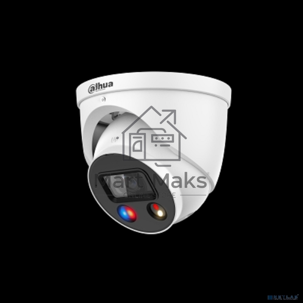 Уличная купольная IP-видеокамера TiOC DAHUA DH-IPC-HDW3849HP-AS-PV-0280B-S5 с ИИ и активным сдерживанием 8Мп; 1/2.7” CMOS; объектив 2.8мм, видеоаналитика, ИК 30м, LED 30м, IP67, корпус: металл