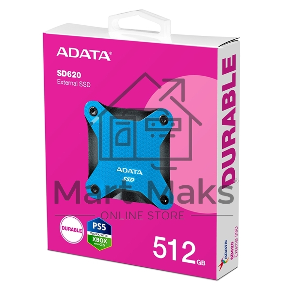 Внешний накопитель SSD 512GB A-DATA SD620, External, USB 3.2, [R/W -550/500 MB/s] синий