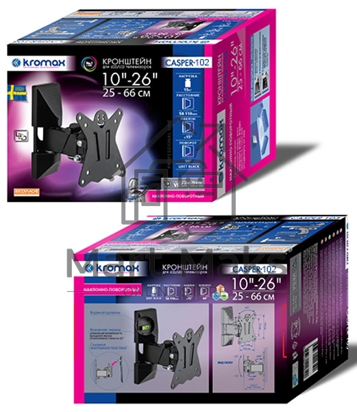 Кронштейн Kromax CASPER-102 black, для LED/LCD ТВ 10