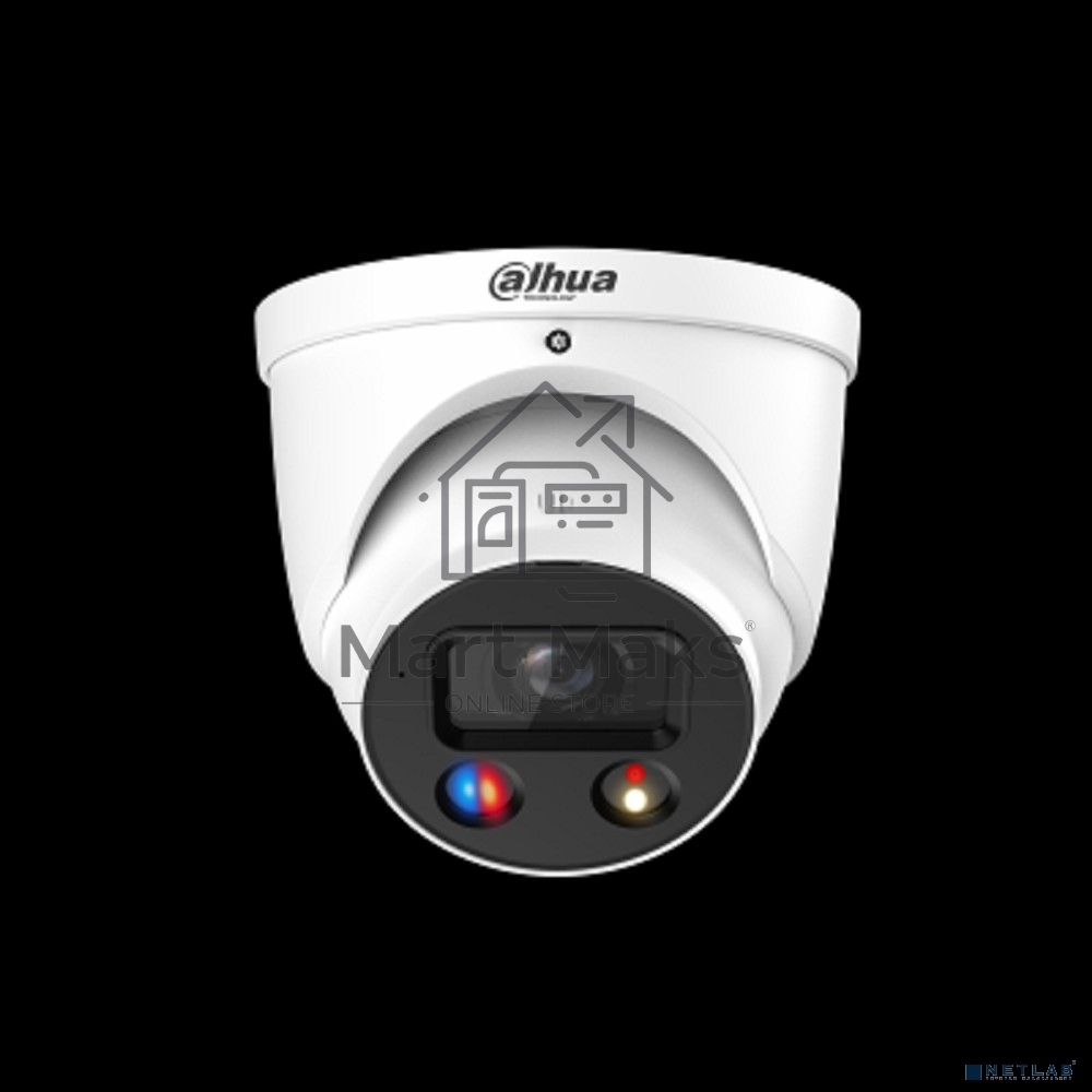 Уличная купольная IP-видеокамера TiOC DAHUA DH-IPC-HDW3849HP-AS-PV-0280B-S5 с ИИ и активным сдерживанием 8Мп; 1/2.7” CMOS; объектив 2.8мм, видеоаналитика, ИК 30м, LED 30м, IP67, корпус: металл