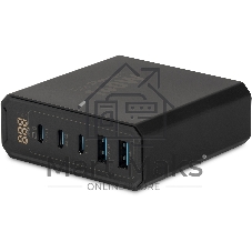 Настольное зарядное устройство Digma Pro DPW10A 140W 5A (PD+QC) 3хUSB-C/2xUSB-A универсальное черный (DPW1A4G024BK)