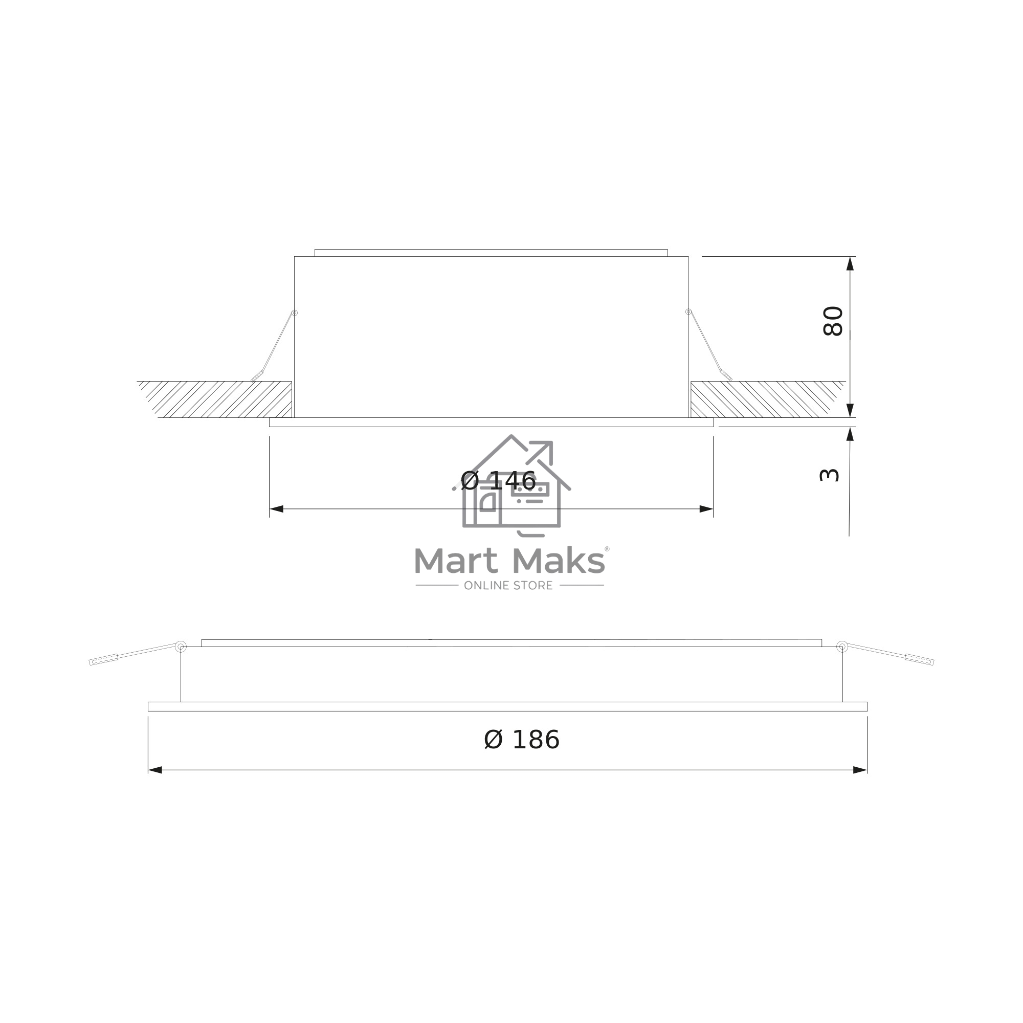9923 LED / Светильник встраиваемый 9923 LED 20W 4200K белый/черный