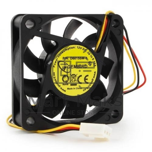 Вентилятор для корпуса Gembird D6015SM-3 черный, 60 мм, 4000 об/мин, 25 дБ, 3 pin