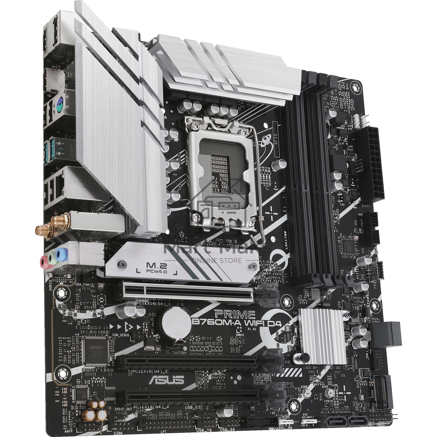 Материнская плата ASUS PRIME B760M-A WIFI D4, LGA 1700, Intel B760, 4xDDR4, 4xSATA, 2xM.2, 1xPCIe 4.0 x16, 1xPCIe 4.0 x4, 1xPCIe 4.0 x1, 2xHDMI, 1xDP, 1x 2.5Gb LAN, 2xUSB-A 3.2 Gen 2, 4xUSB-A 2.0, 3x3.5 мм, 7.1, mATX