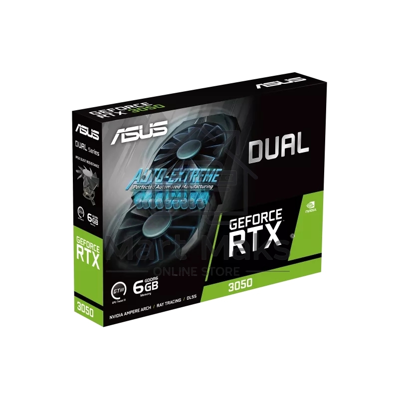 Видеокарта Asus DUAL-RTX3050-O6G NVIDIA GeForce RTX 3050 6Gb 96bit GDDR6 PCI-E 4.0 1507/14000 DVIx1 HDMIx1 DPx1 HDCP Ret