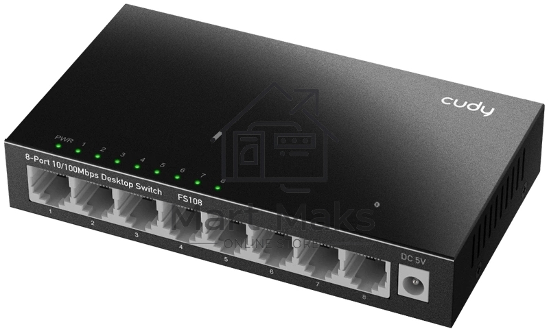 Коммутатор 8-Port 10/100 Mbps Desktop Switch, 8 10/100M RJ45 Ports, Loop Detection, Metal Case, Power Saving, Plug & Play