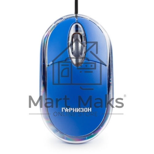 Мышь проводная Гарнизон GM-100B синий, 1000 dpi, USB, кнопки - 3