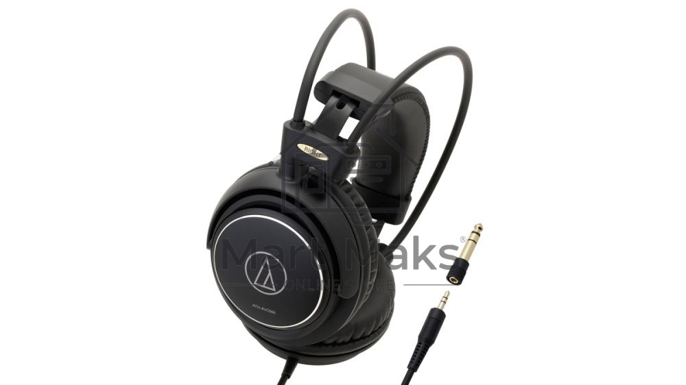 Наушники AUDIO-TECHNICA ATH-AVC500, дуговое крепление, част. диапазон: 10-25000Гц, макс. входн. мощность 1800мВт, чувствит. 106дБ/мВт, сопростивление 40Ом, диаметр мембраны 53мм, шнур 3м, штекер 3,5мм, в комплекте адаптер на 6,3мм