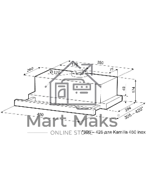 Вытяжка телескопическая Krona Kamilla 450 Black черный, 45 см, 507 куб. м/ч, 38 дБ