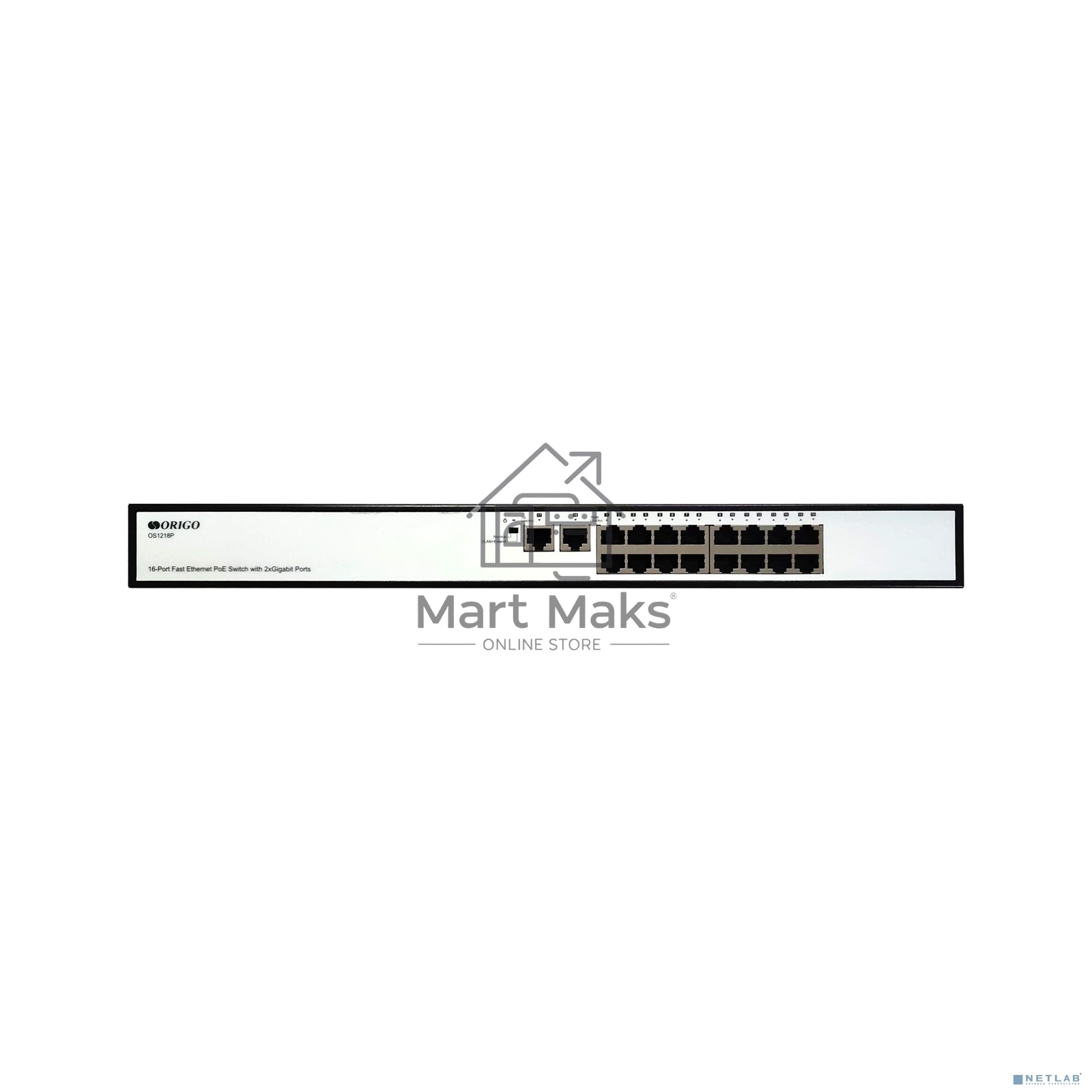Неуправляемый PoE-коммутатор ORIGO OS1218P/190W/A1A 16x100Base-TX PoE+, 2x1000Base-T, PoE-бюджет 190 Вт, корпус металл