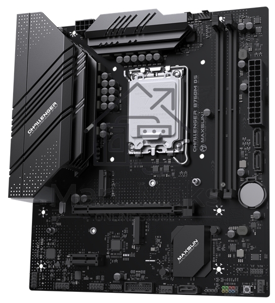 Материнская плата Maxsun Challenger B760M D5, LGA 1700, Intel B760, 2xDDR5, 3xSATA, 2xM.2, 1xPCIe 4.0 x16, 1xPCIe x4, 1xVGA, 1xHDMI, 1x 1Gb LAN, 2xUSB-A 2.0, 4xUSB-A 3.2 Gen 1, 5.1, mATX