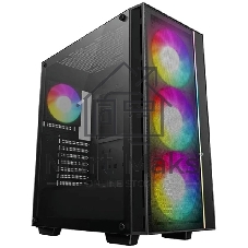 Компьютерный корпус Deepcool MATREXX 55 MESH V4 без БП, боковое окно (закаленное стекло), 3xARGB LED 140мм вентилятора спереди, 1xARGB LED 120мм вентилятор сзади, черный, ATX