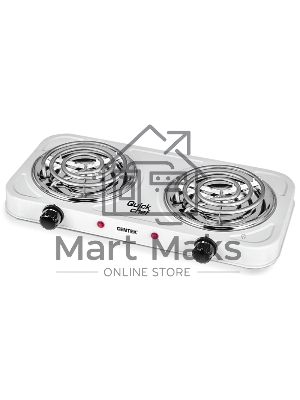 Плита настольная электрическая Centek CT-1509 (белая) 2конфорки ТЭН 140мм, 2000Вт, индикатор работы, усиленный корпус