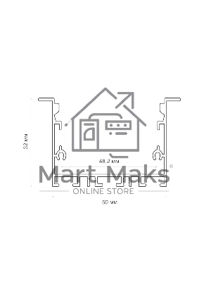 Комплект врезного алюминиевого профиля с рассеивателем, 62х32мм, 1м, Rexant