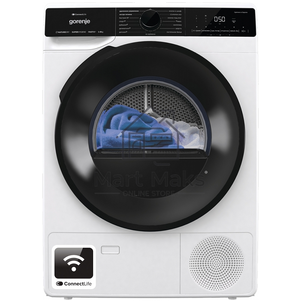 Сушильная машина Gorenje DPNA82WIFI/C белый, 8 кг, сушка - конденсационная, программ - 15, 60 x 85 x 65.3 см