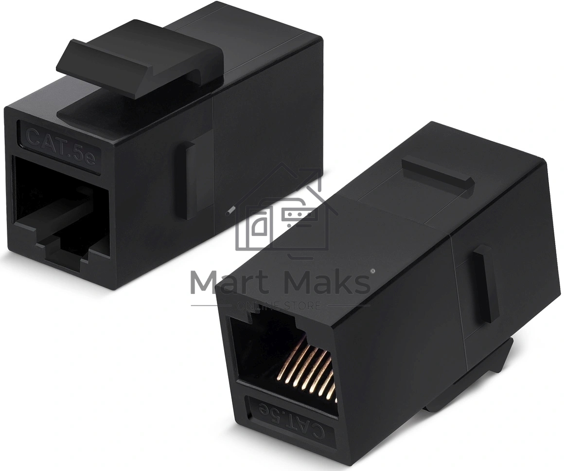 Проходной адаптер (coupler) Cabeus, RJ45(8p8c), keystone, кат. 5е, неэкр., черный