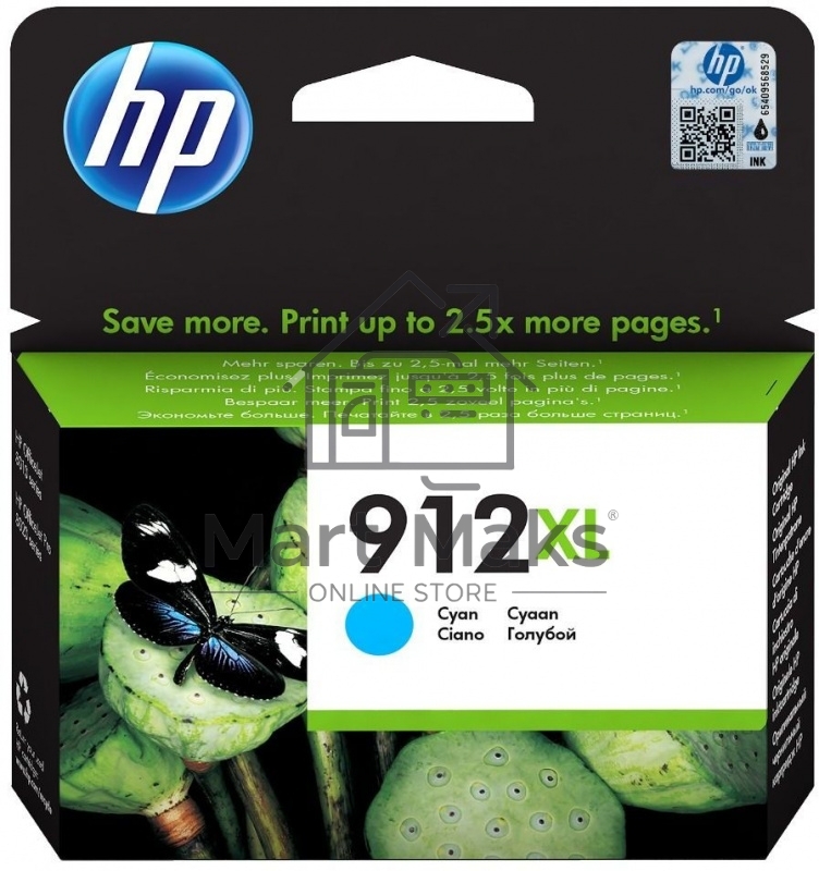 Картридж струйный HP 912 3YL81AE голубой (825стр.) для HP OfficeJet 801x/802x Картридж струйный HP 912 3YL81AE голубой (825стр.) для HP OfficeJet 801x/802x