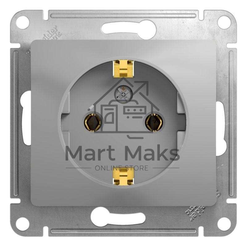 Механизм розетки 1-м СП Glossa 16А с заземл. алюм. SchE GSL000343