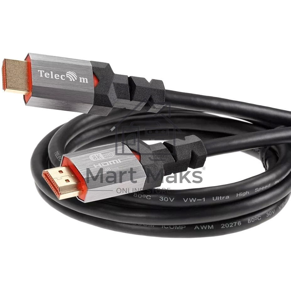 Кабель Telecom TCG365-1M HDMI 19M/M,ver. 2.1, 8K@60 Hz 1m метал разъемы, Telecom TCG365-1M