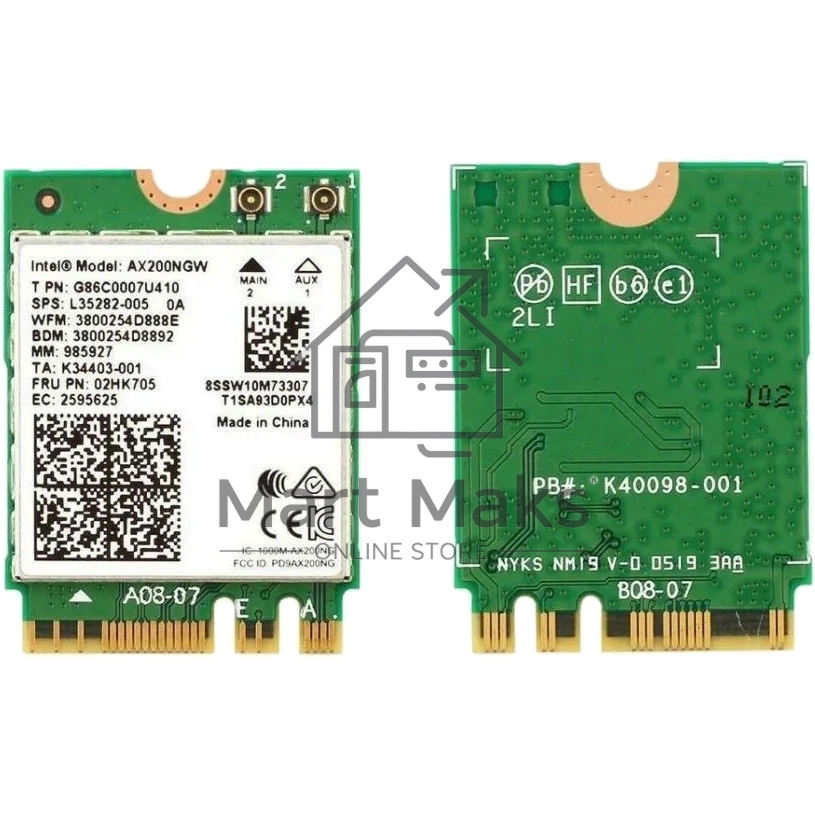 Плата сетевого контроллера Intel Wi-Fi 6 AX200, 2230, 2x2 AX+BT, No vPro, 985927