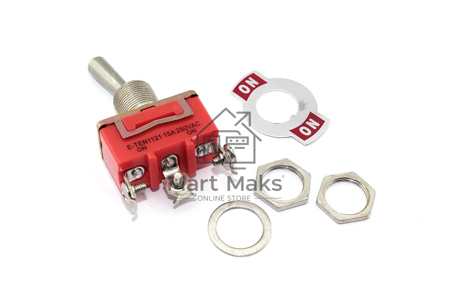 Тумблер E-TEN1121, 250V, 15А, 3 контакта, клеммы под винт, ON-ON