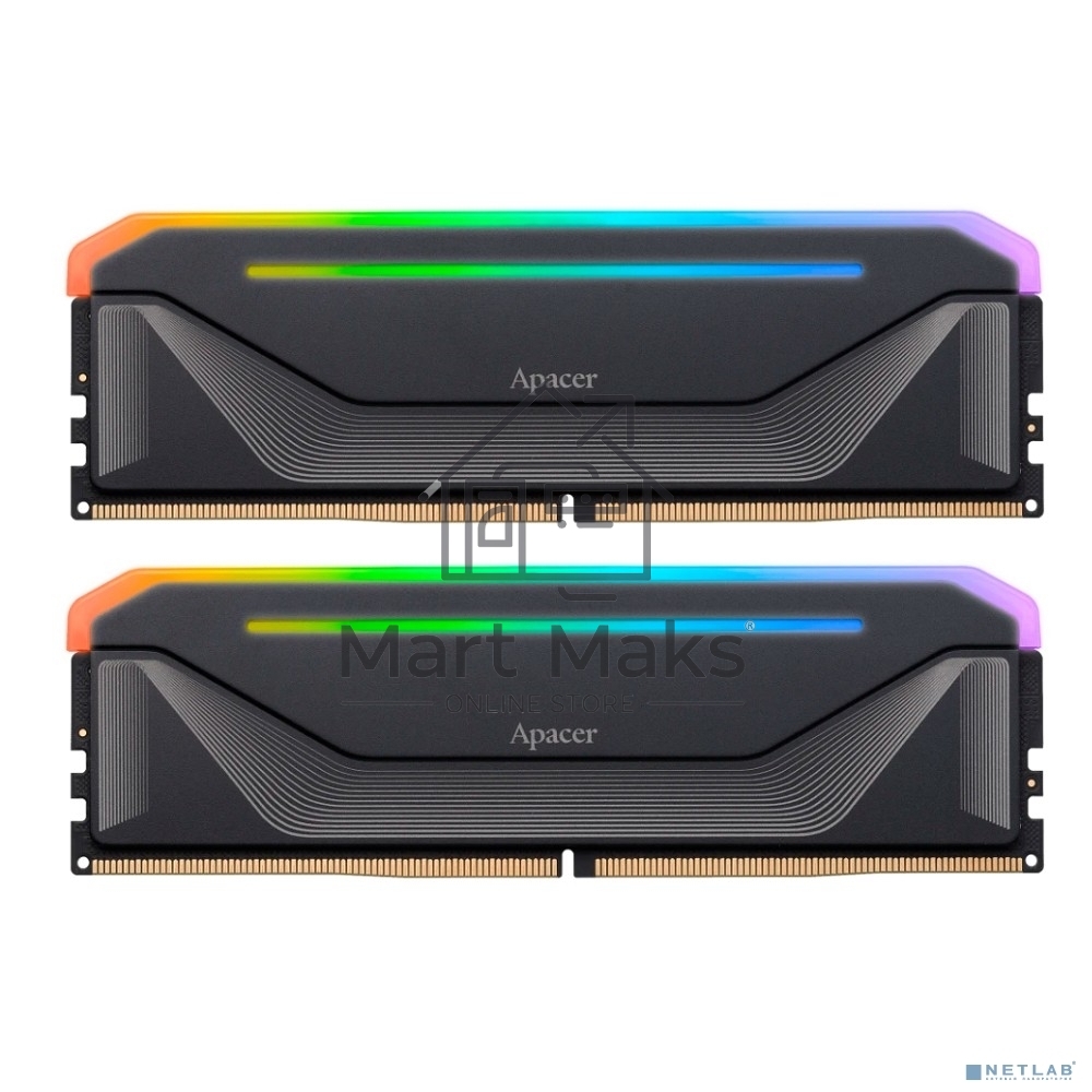 Оперативная память Apacer Nox, DDR5, 32GB (2x16 GB), 6000 MHz, CL38, DIMM, радиатор, RGB, черный