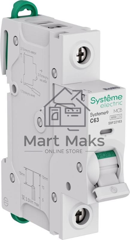 Автоматический выключатель Systeme Electric S9F22163 Systeme9 C 63A 1P 6kA 230В